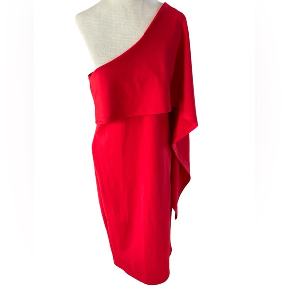 Red One Shoulder Cocktail Dress - Picture 1 of 4